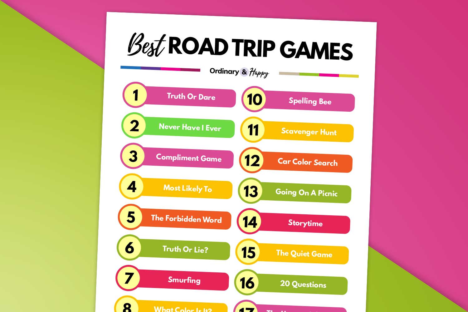 Road trip games (list from the article)