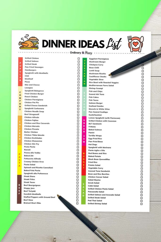 Dinner ideas list: 100 ideas for dinner recipes