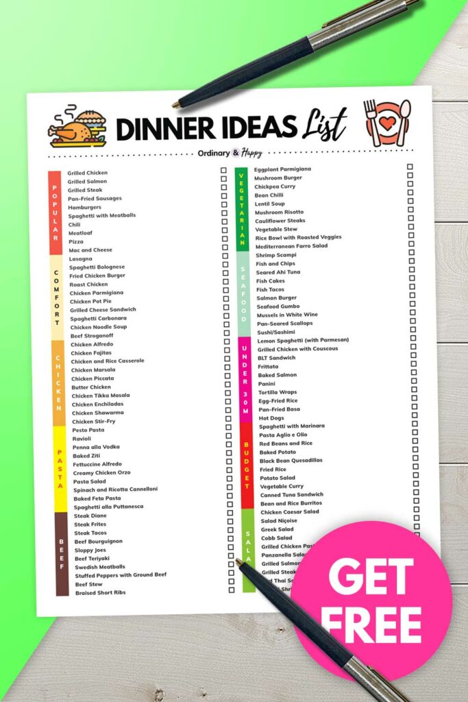 Dinner ideas list: 100 ideas for dinner recipes