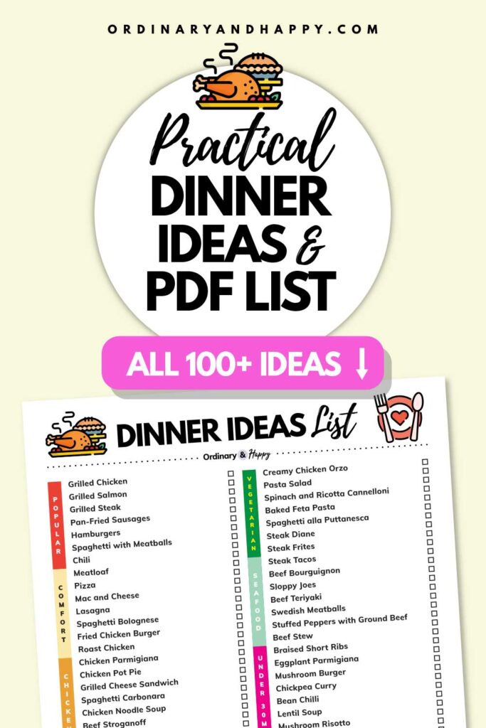 Dinner ideas list: 100 ideas for dinner dishes