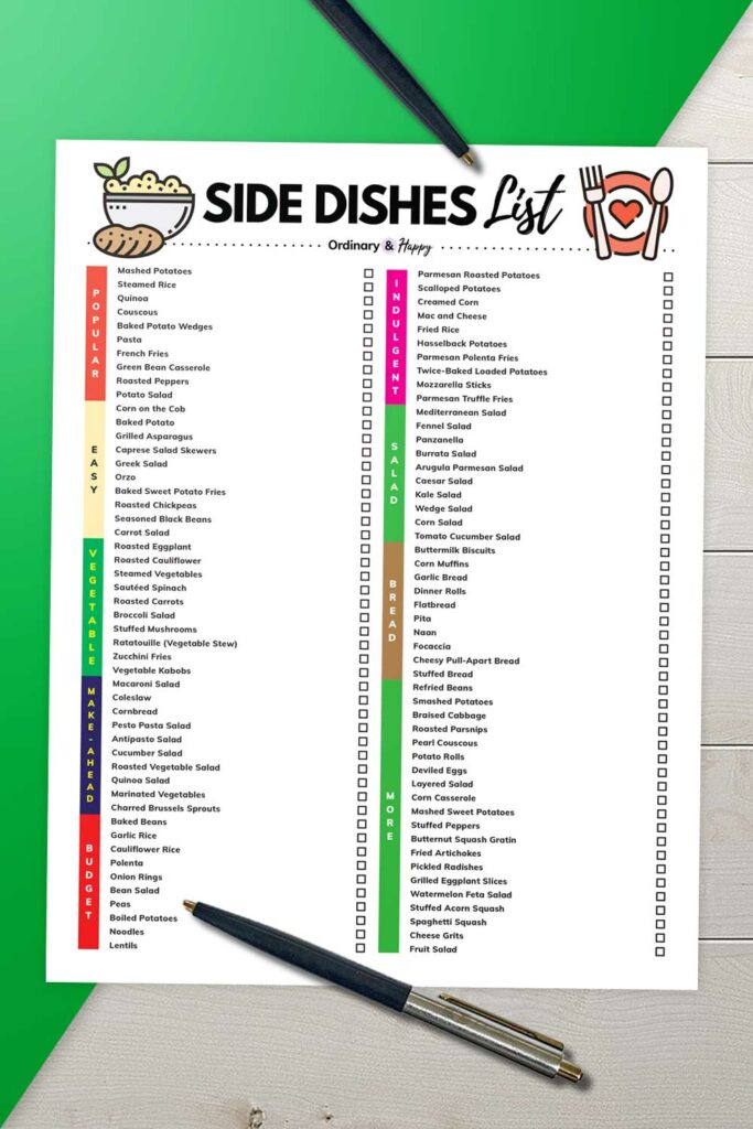 Side DIsh Ideas List (ideas from the article)