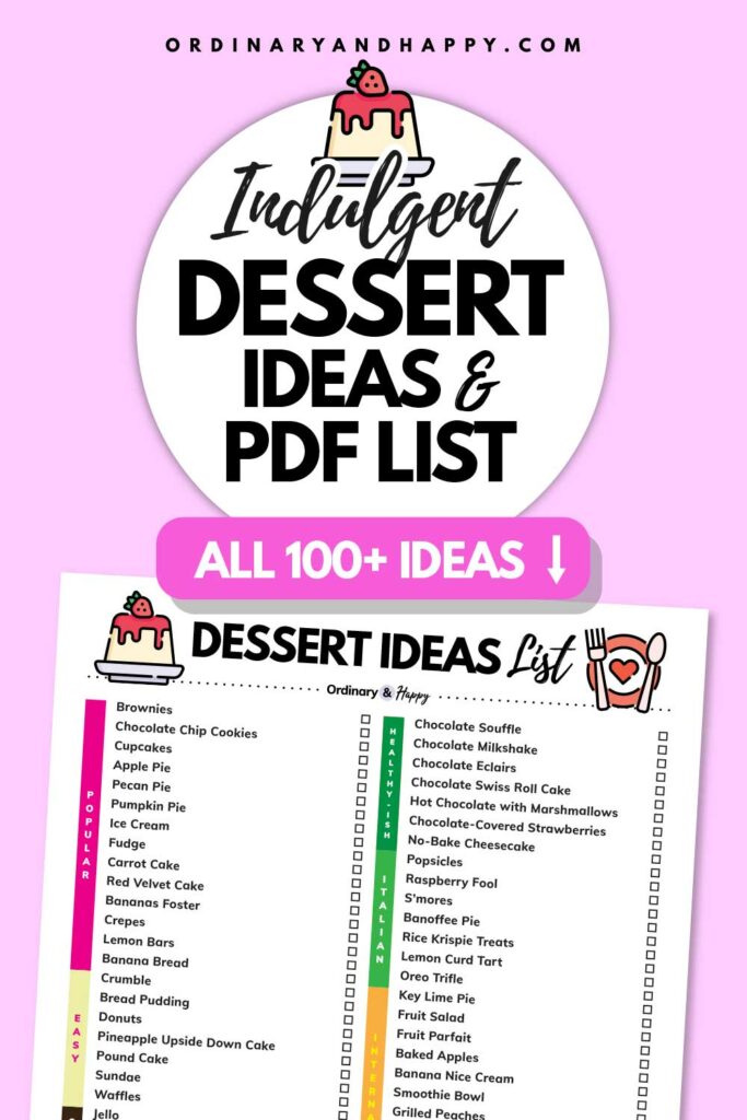 Dessert ideas (list of ideas from the article)