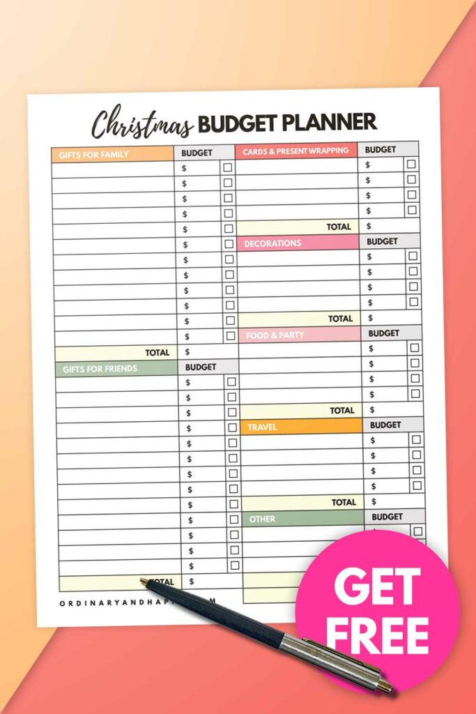 Christmas gift budget planner