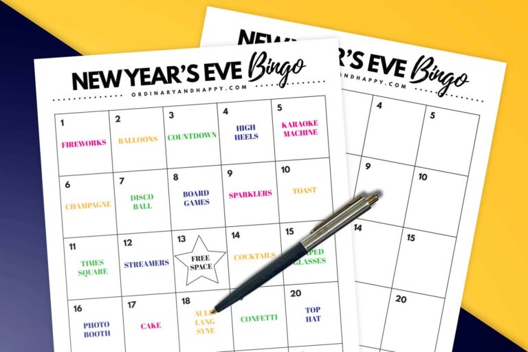 Fun and Simple Free New Year’s Eve Bingo Printable