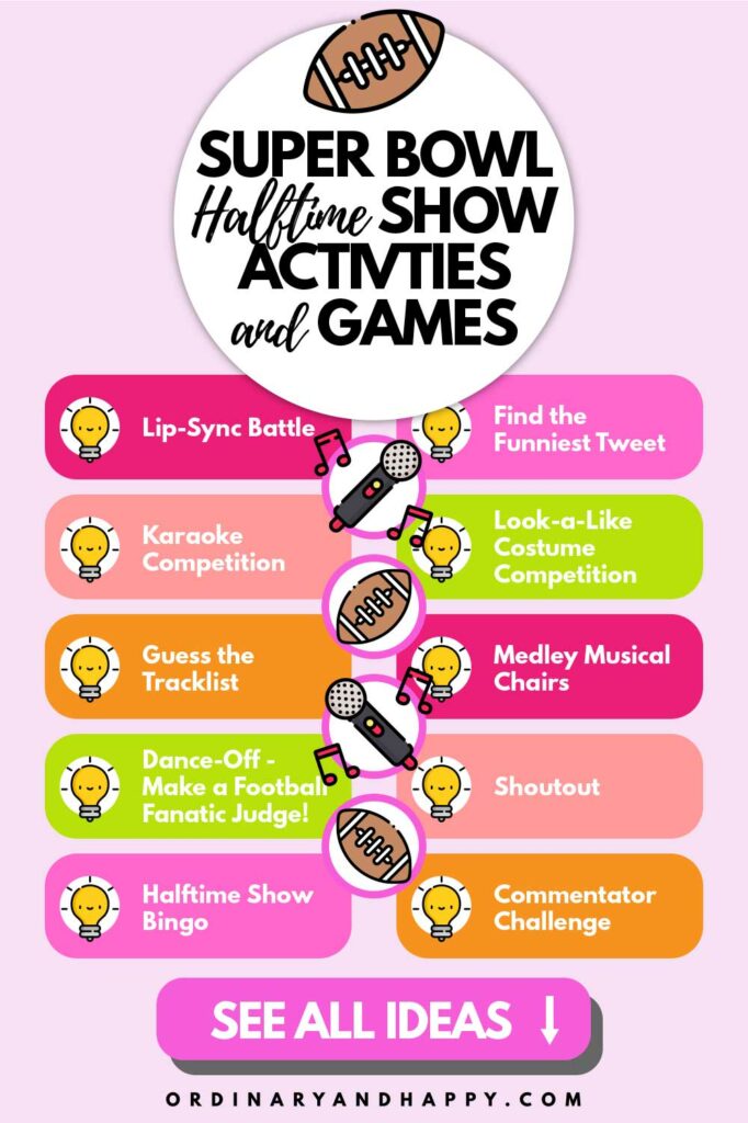 Super bowl halftime show activities and games