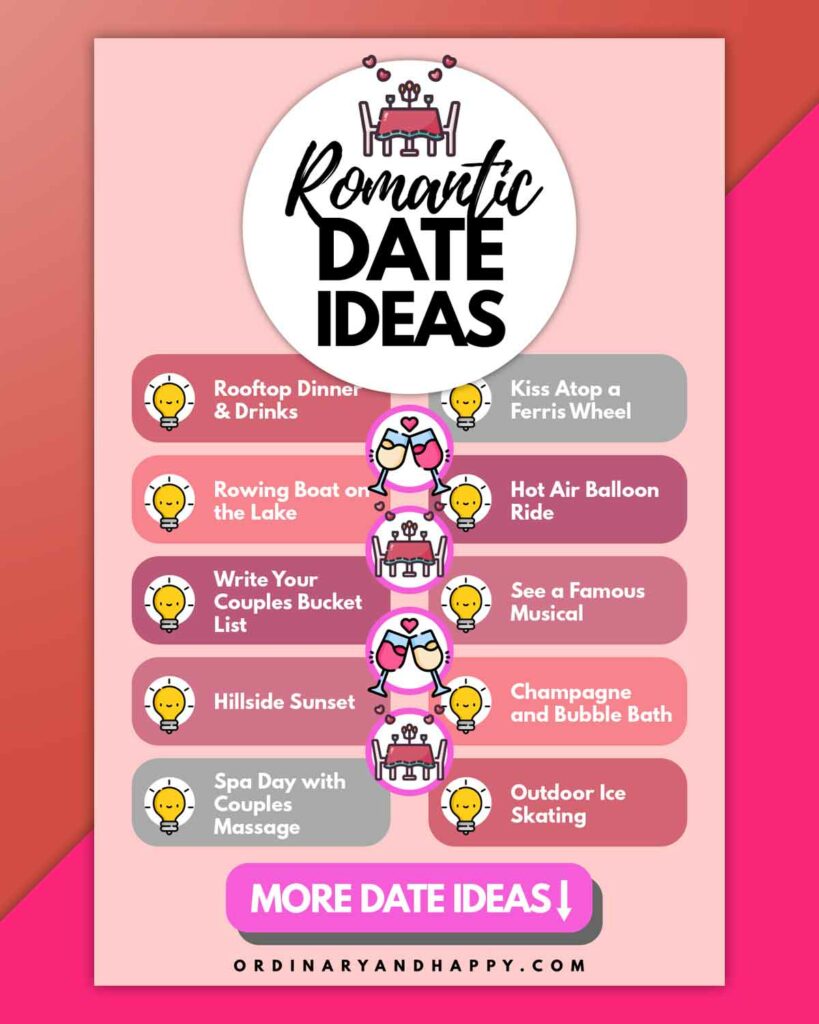 10 examples of romatic date ideas in an infographic