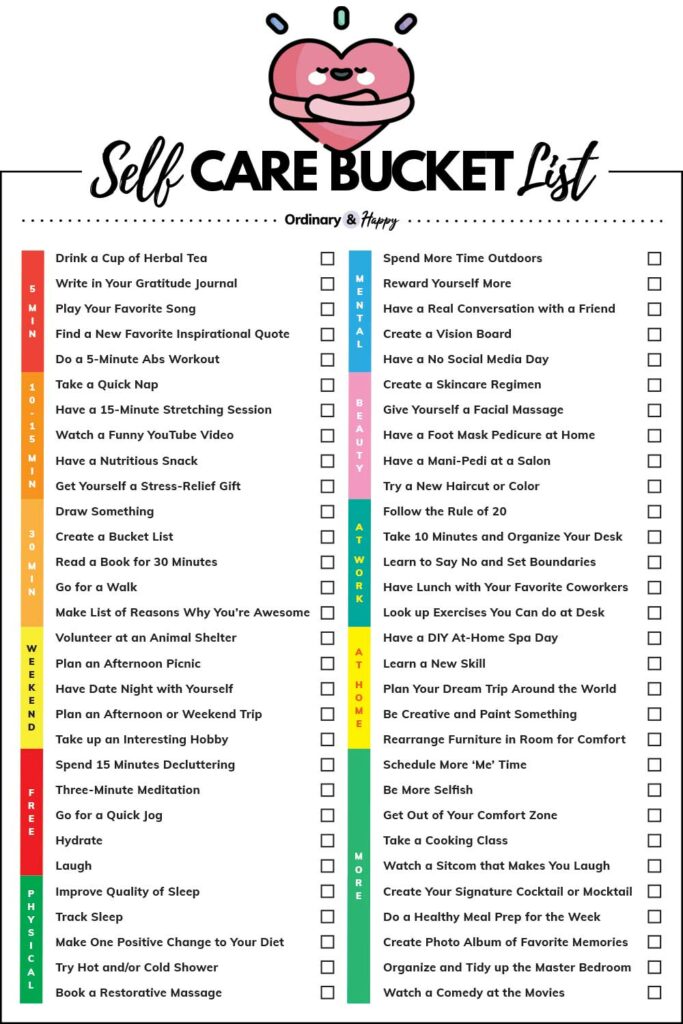 self care bucket list with 60 ideas you can try