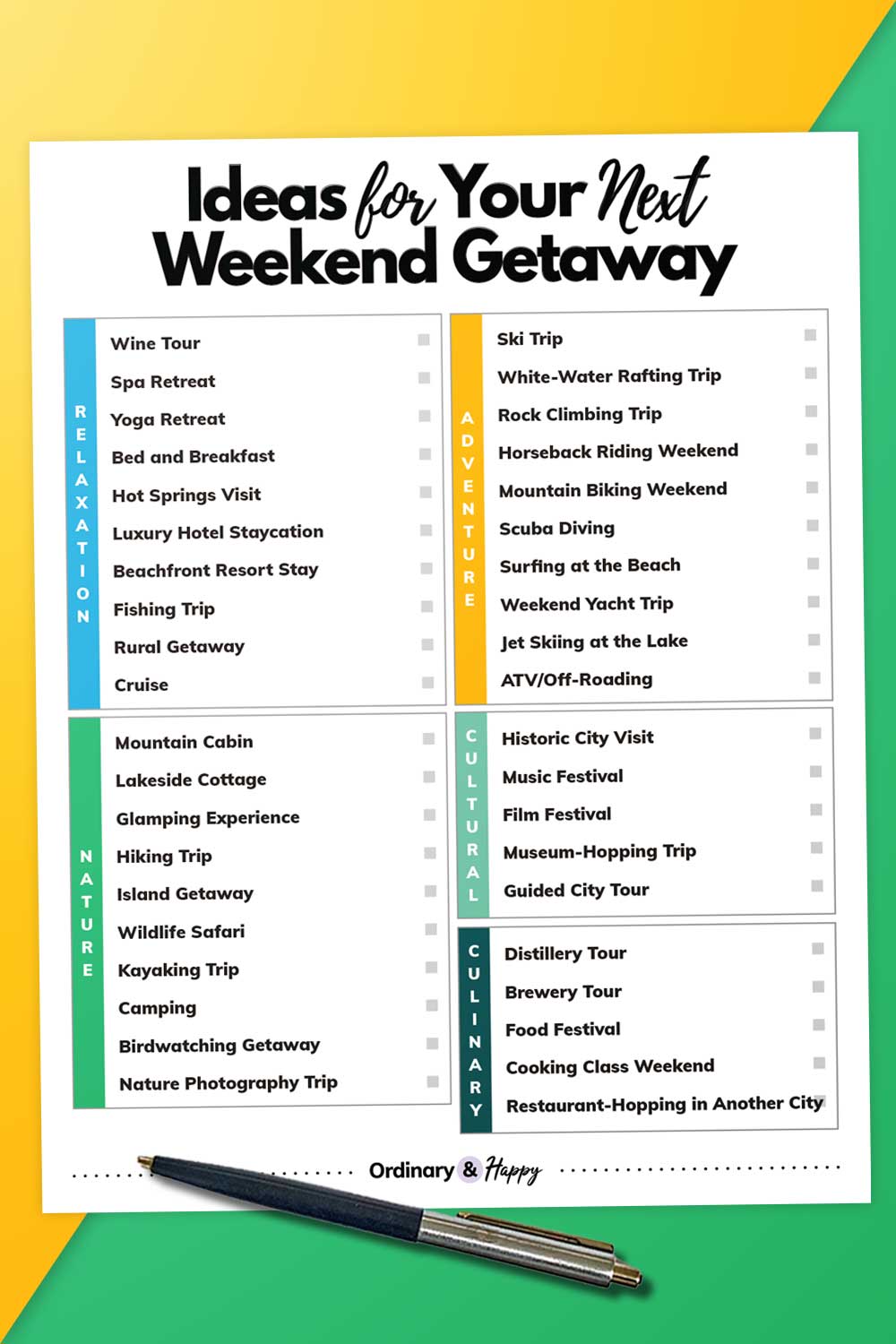 Weekend Getaway Ideas - 40 Ideas for a Super Fun Weekend Trip ...