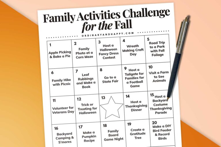 Take Our Fall Family Activities Challenge with Free Bingo Card