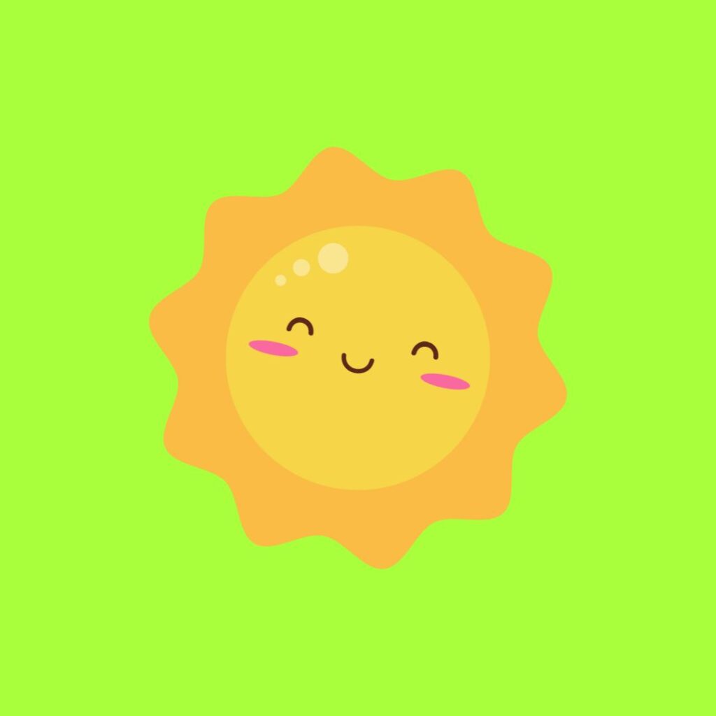 smiling sun on yellow background
