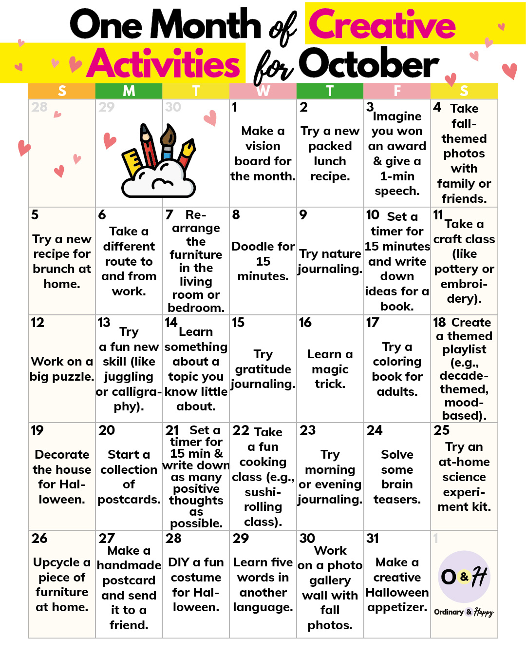 Find Ways to Express Yourself With Our Creative Activities for October ...