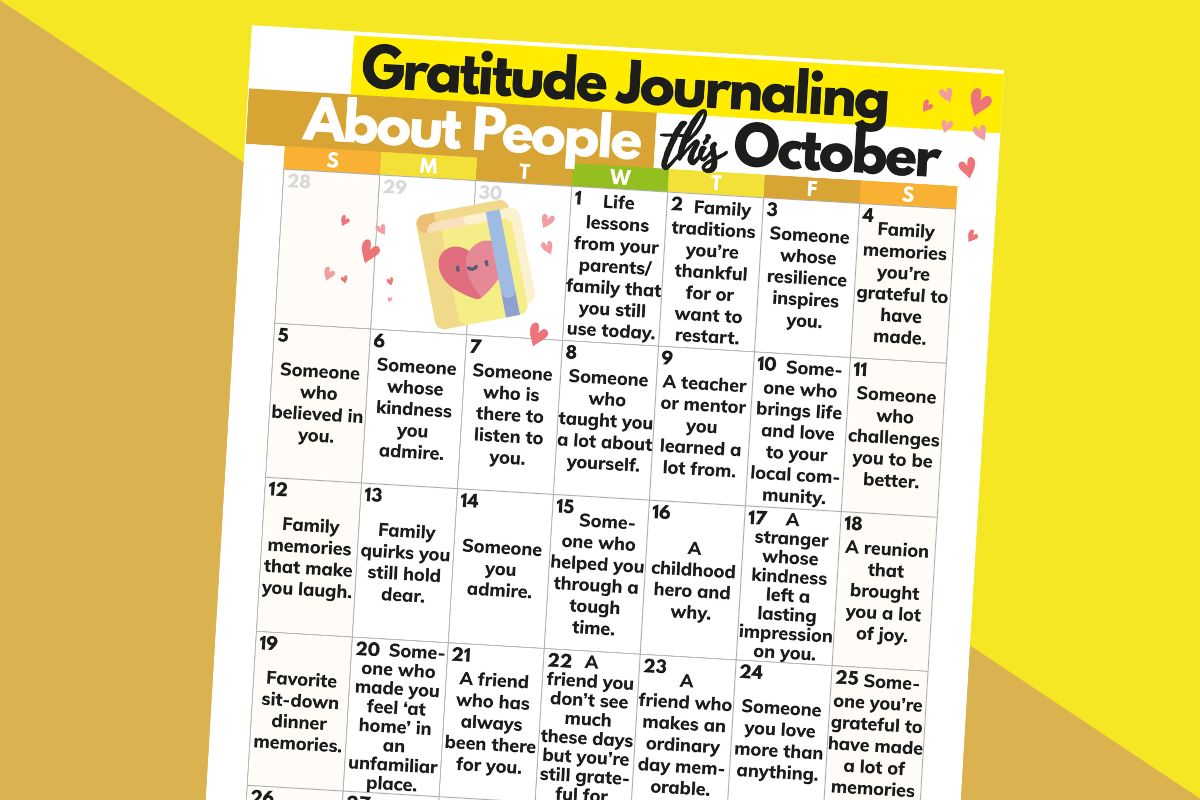 One Month of Gratitude Journaling About People this October