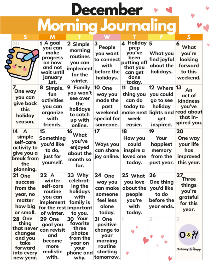 Morning journaling (prompts below)