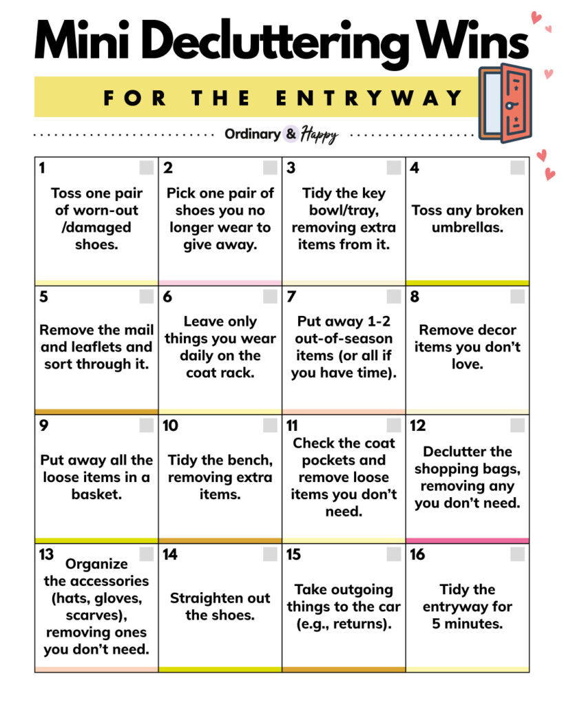 Mini decluttering wins for the entryway (listed below).