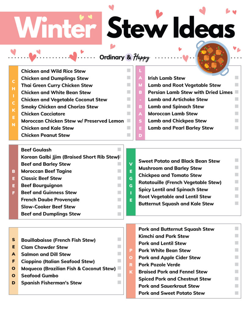 winter stew ideas (6 sections)