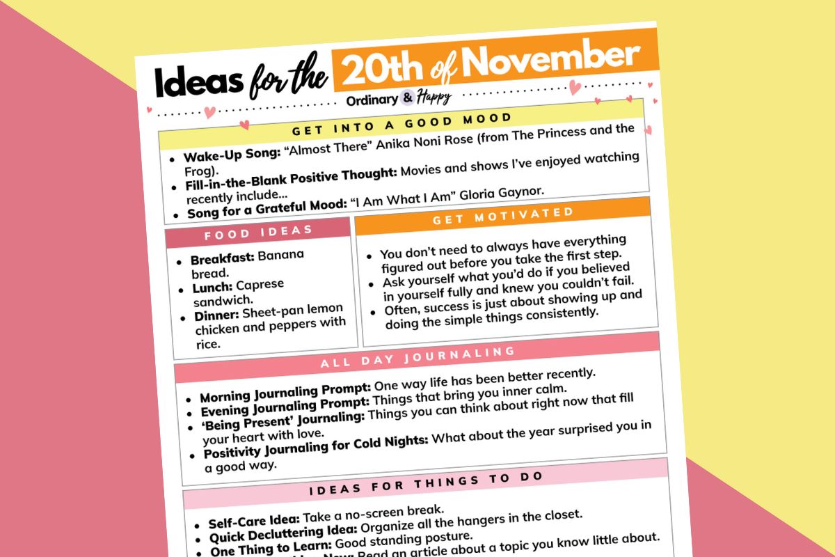 Get Great Ideas for November 20th Using Our Planner