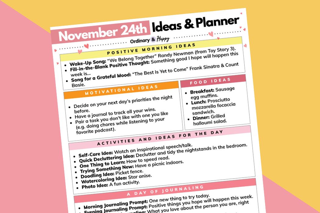 This November 24th Planner is Packed With Ideas for a Productive Day