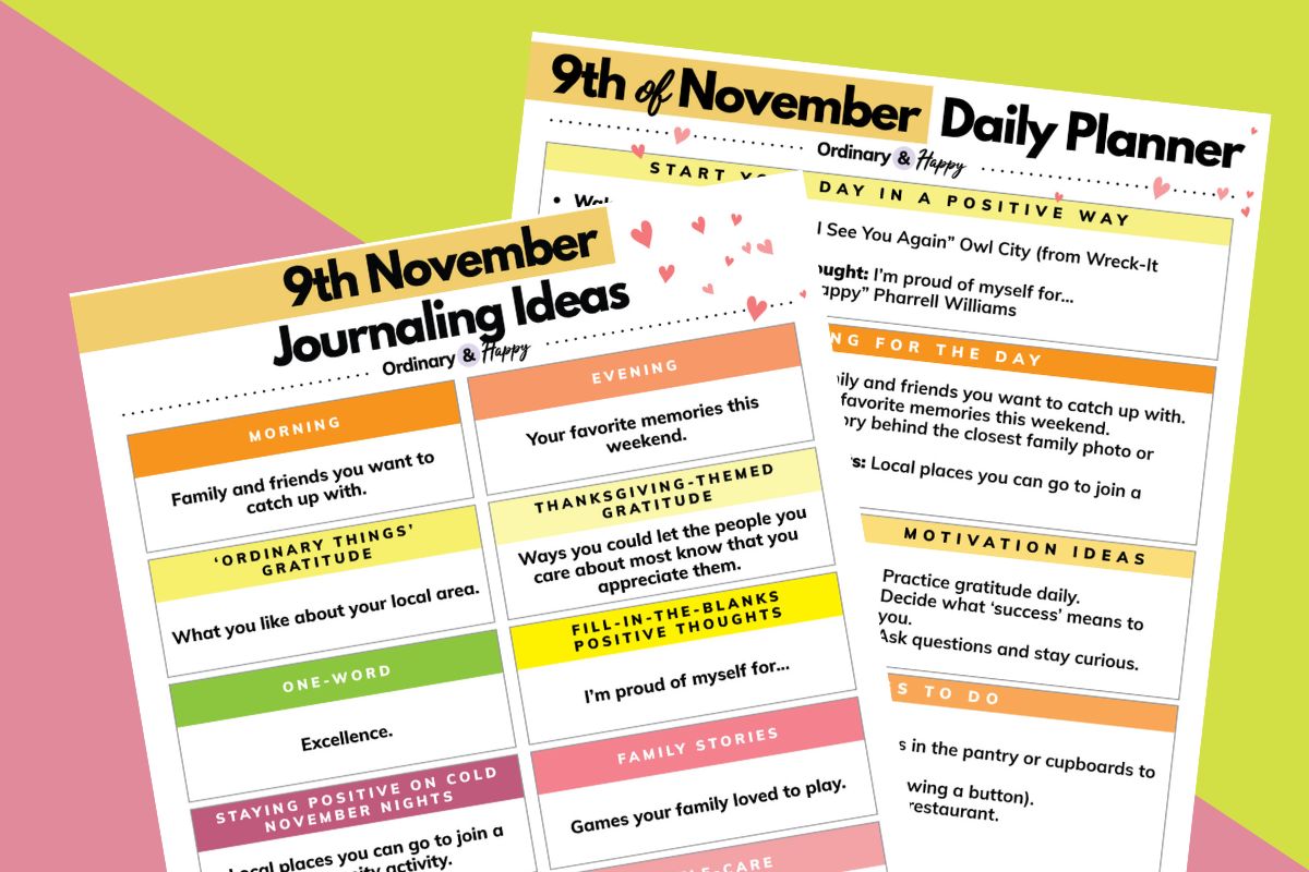 Use Our November 9th Daily Planner to Get Ideas for All Times of the Day
