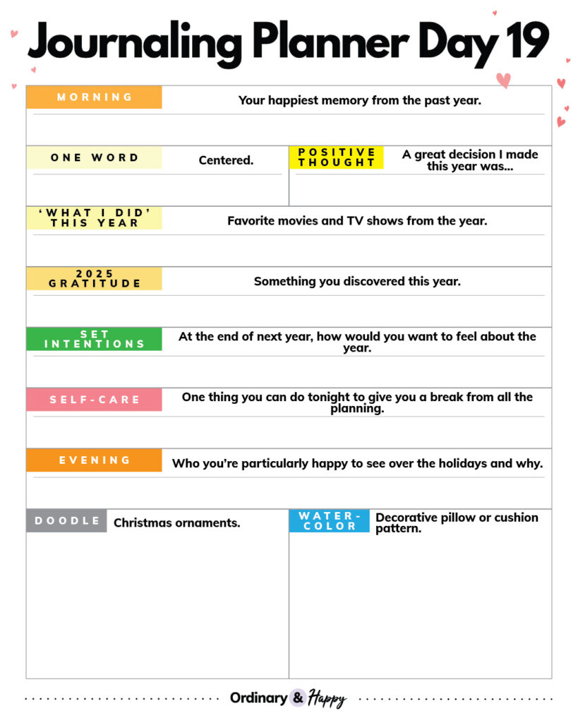 Journaling planner day 19.