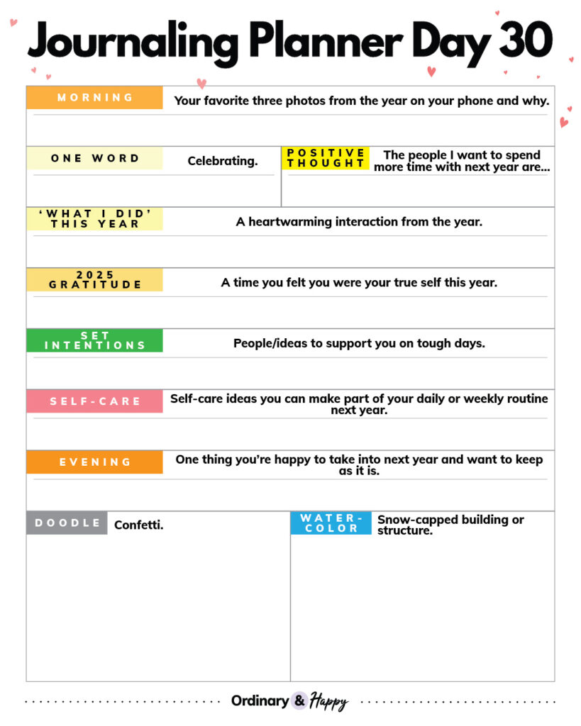 journaling planner for December 30th (ideas in the article)