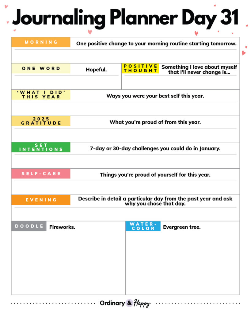 Journaling planner december 31st
