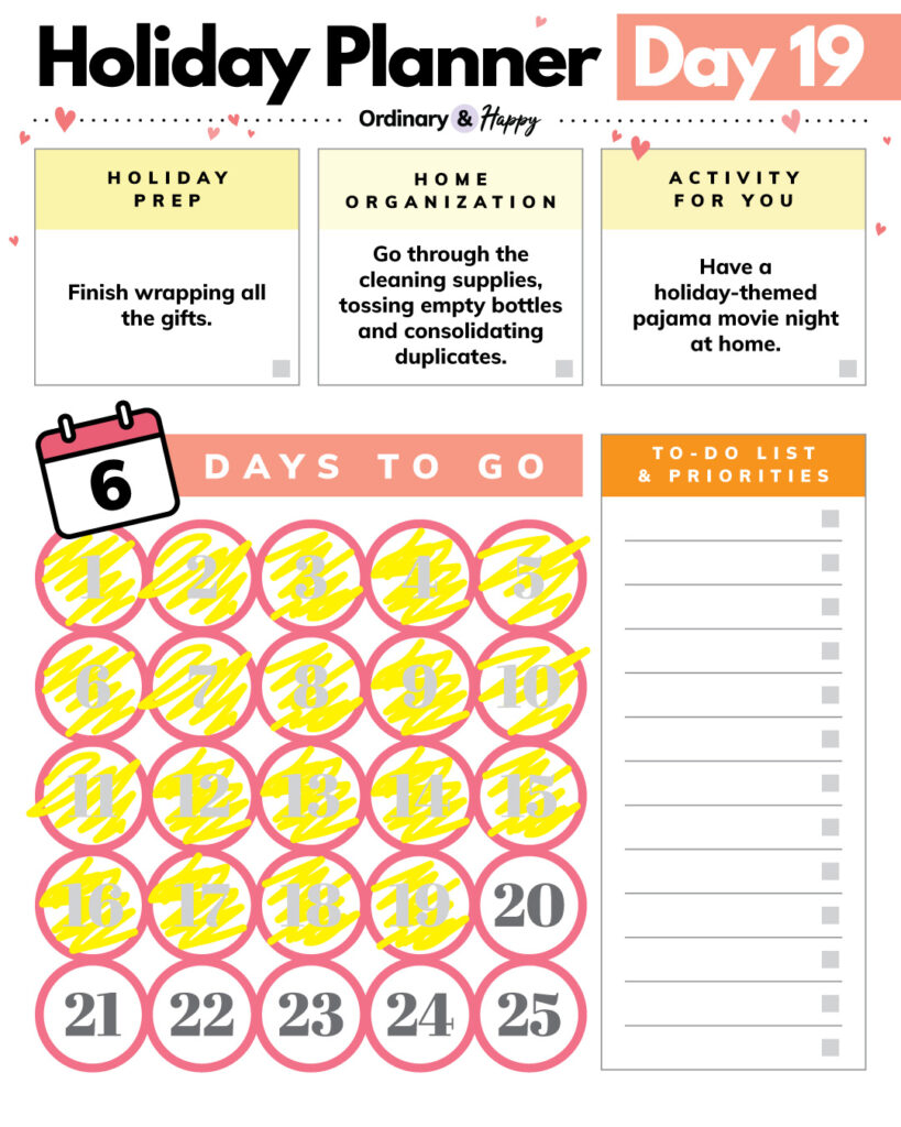 Holiday planner day 19.