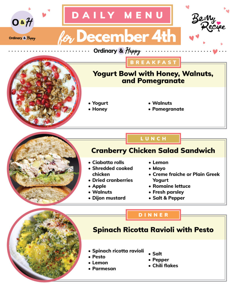 Menu for December 4th (ideas in the article).