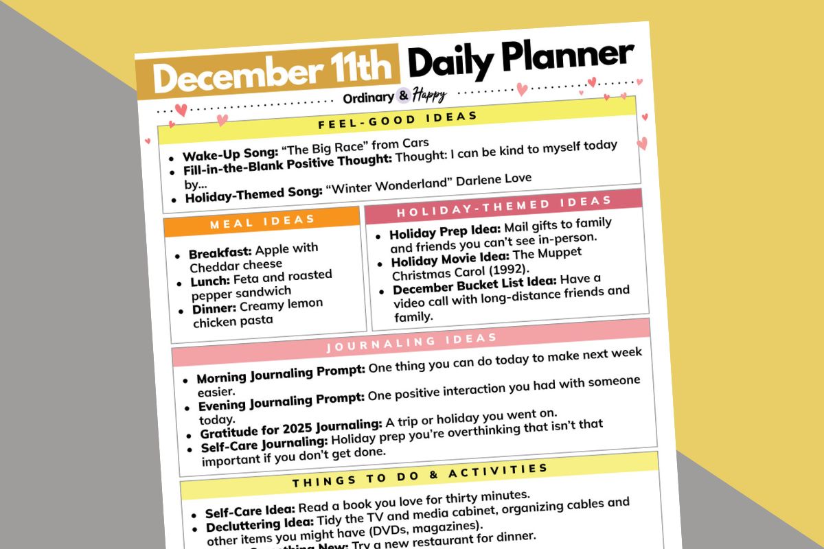 December 11th Planner (Inspiration for a Day of Progress)
