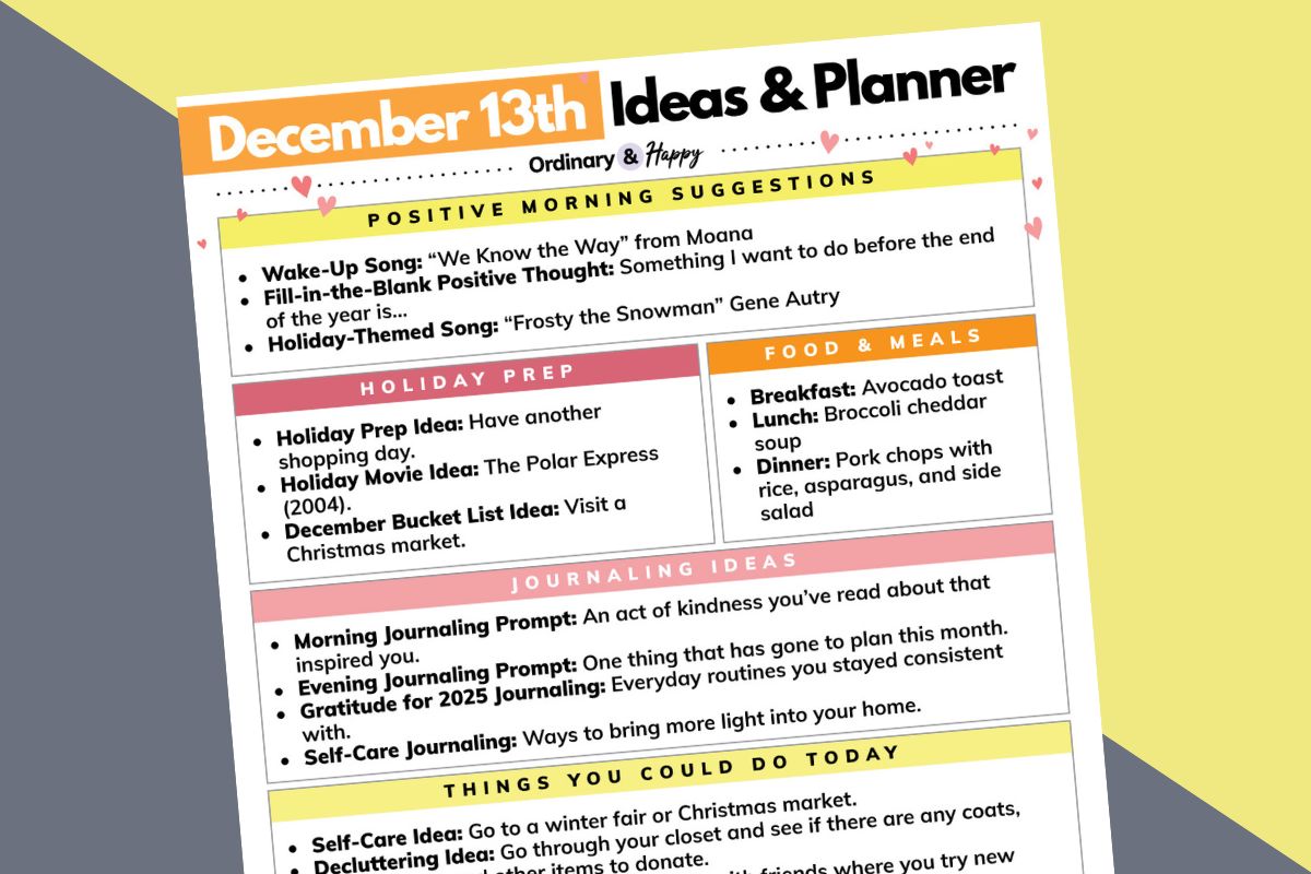 December 13th planner.