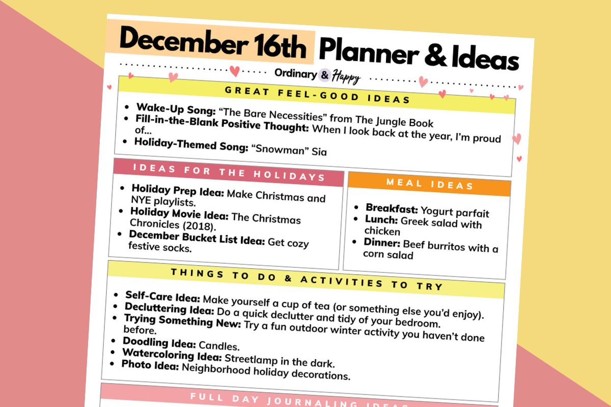 December 16th planner.