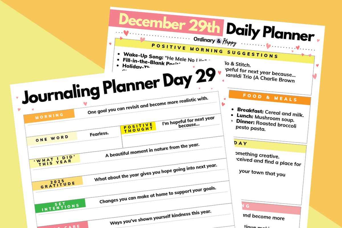 December 29 daily planner and journaling planner featured image.