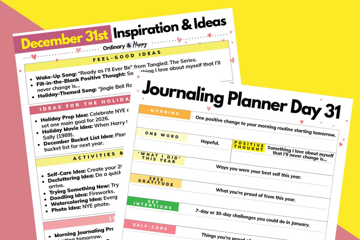 December 31st image featuring the daily planner and journaling planner for the day