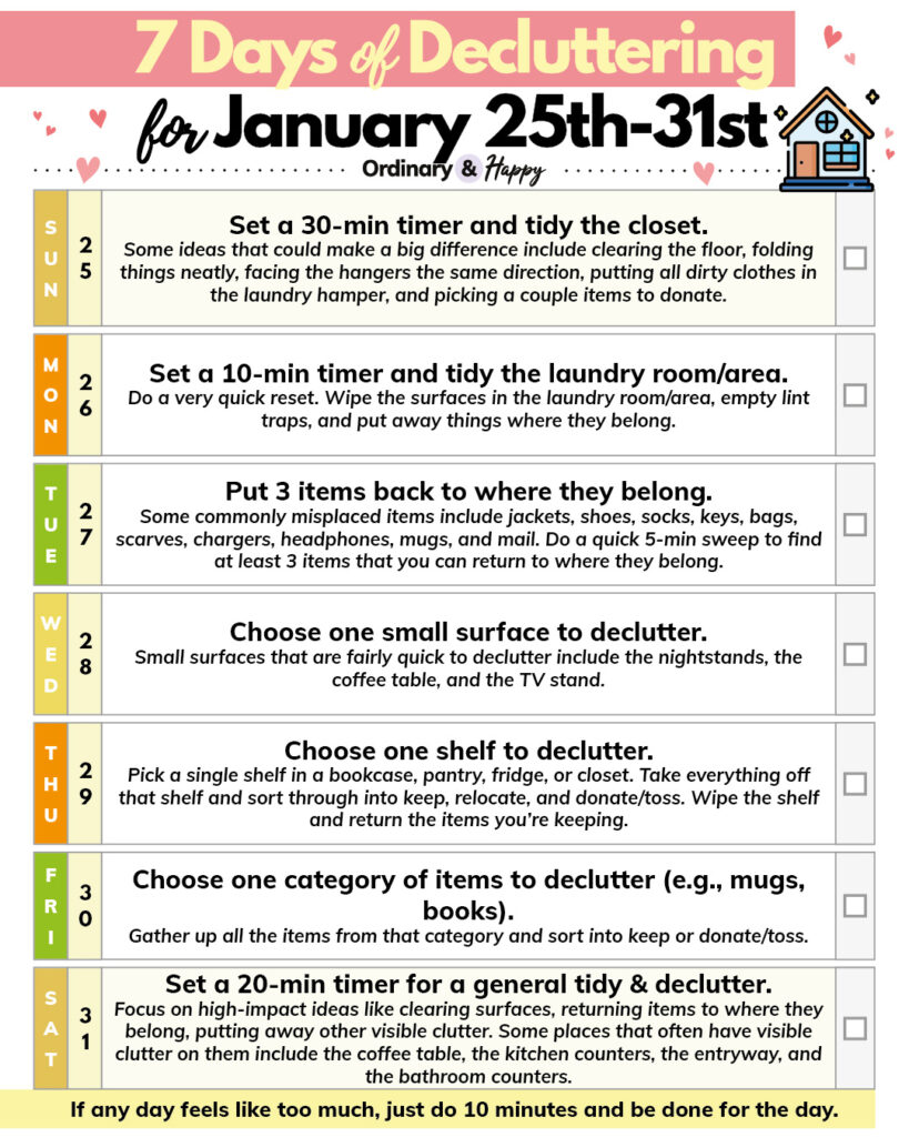 7 days of decluttering for january 25-31