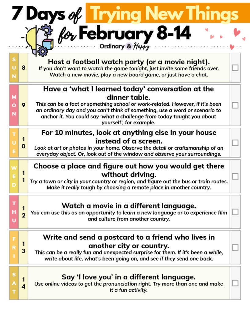 Trying new things (February week 2 list)