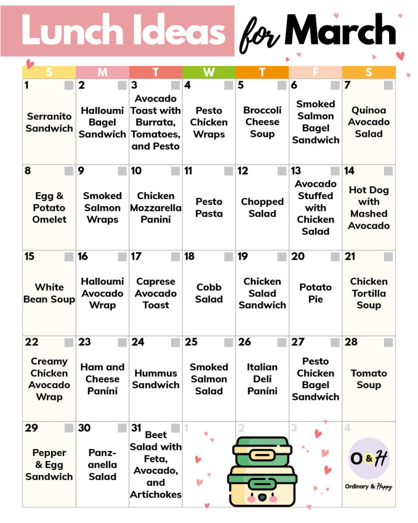 Lunch ideas for March