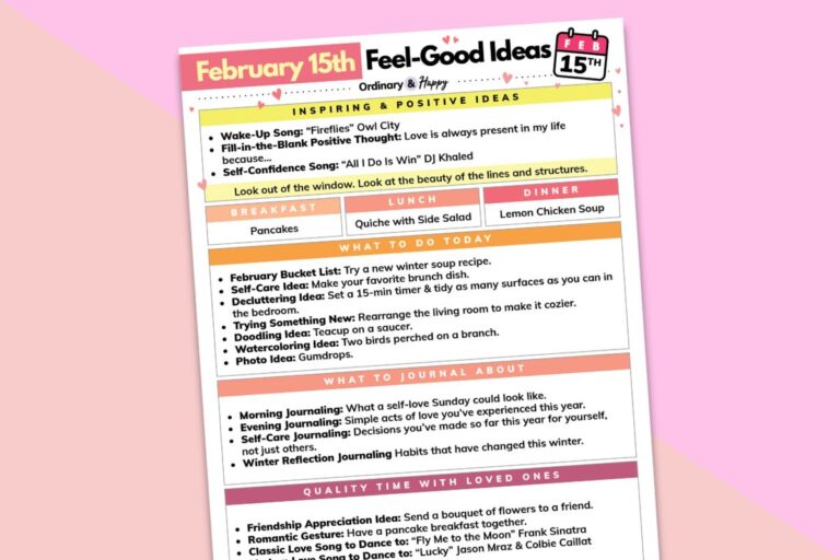 february 15th daily planner printable displayed titled to the left on a crimson and pink backdrop