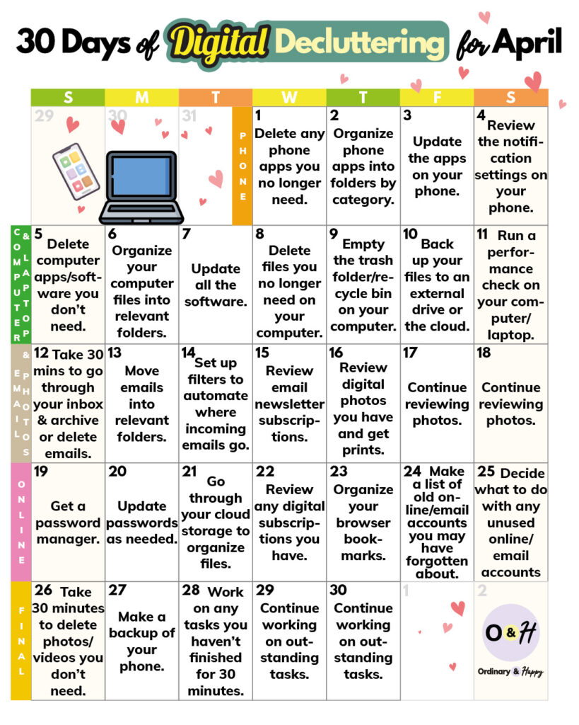 30 days of digital decluttering for April