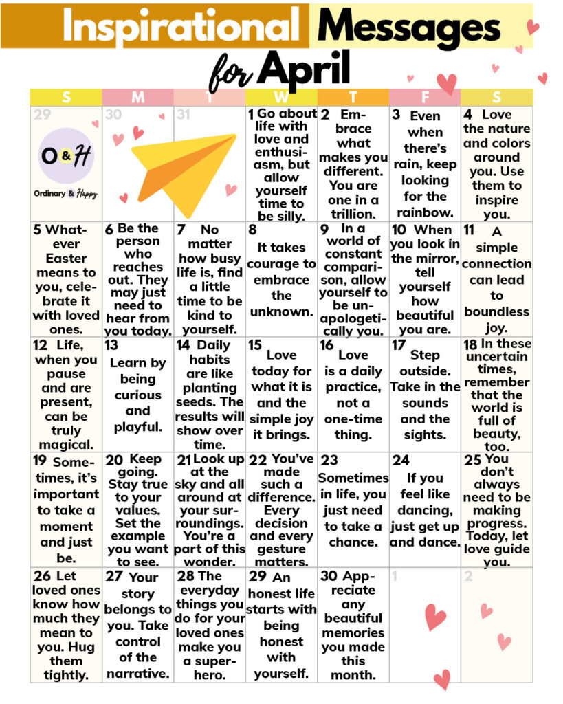 Inspirational Messages for April