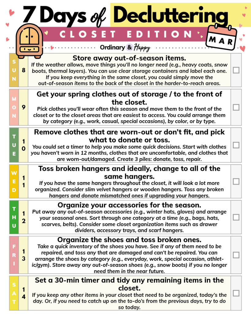 Decluttering ideas for week 2 of March.