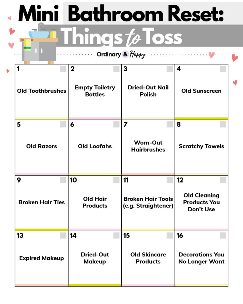 mini bathroom reset: things to toss.