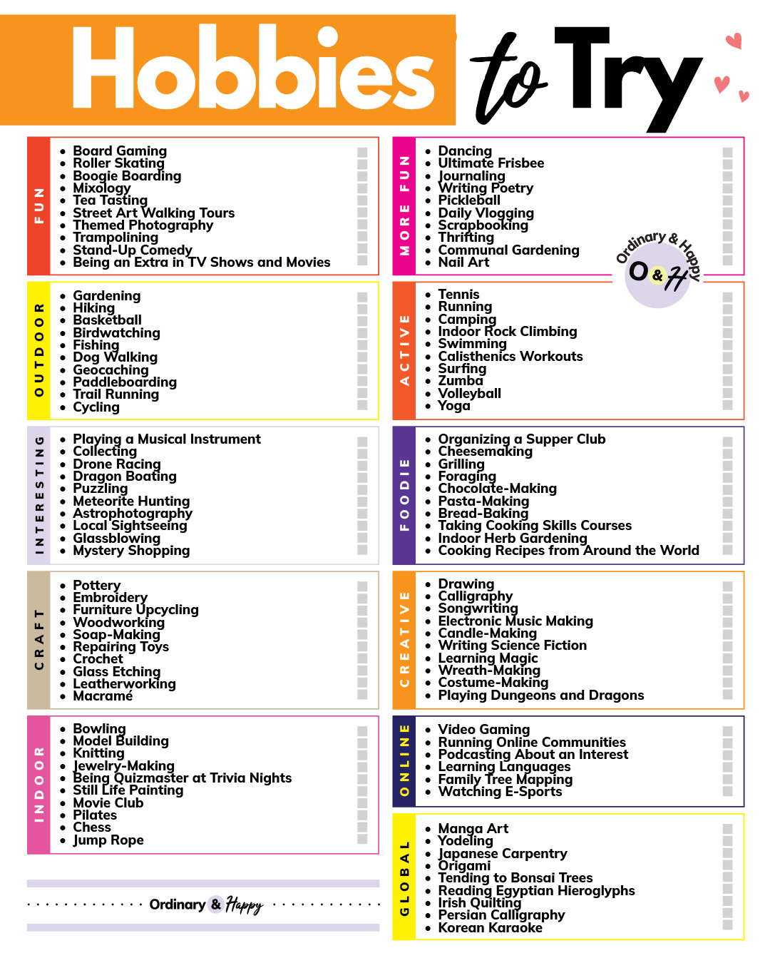 100+ Hobbies to Try (The Ultimate Bucket List of Hobbies) - Ordinary ...