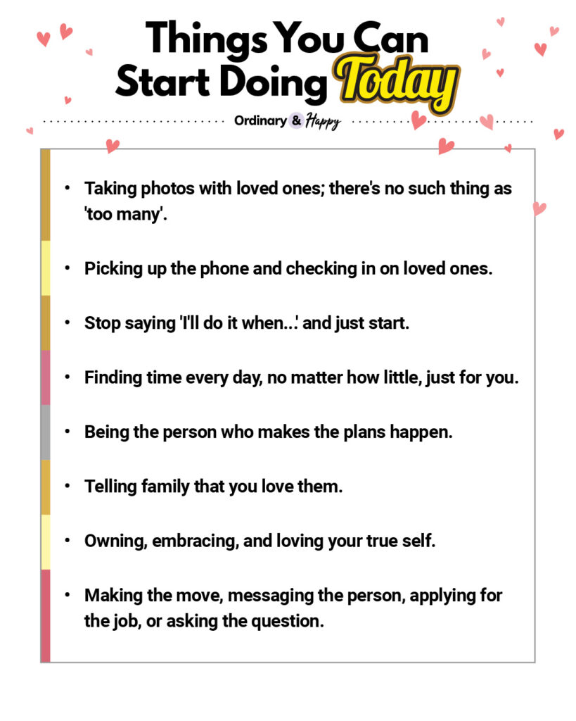 listicle of things to start doing today with black text on a white background