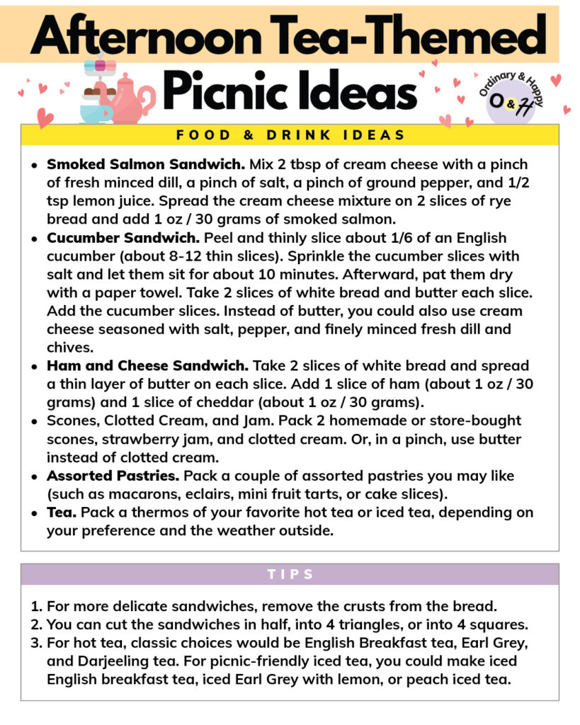 Afternoon tea-themed picnic ideas