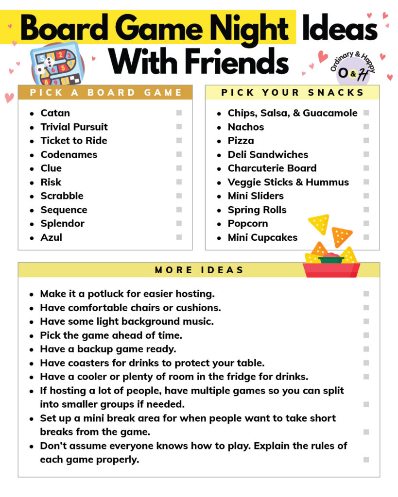 Board game night ideas with friends.