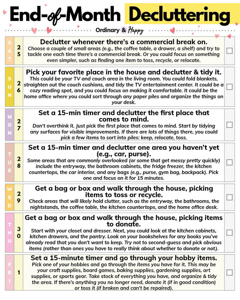 End-of-month decluttering ideas