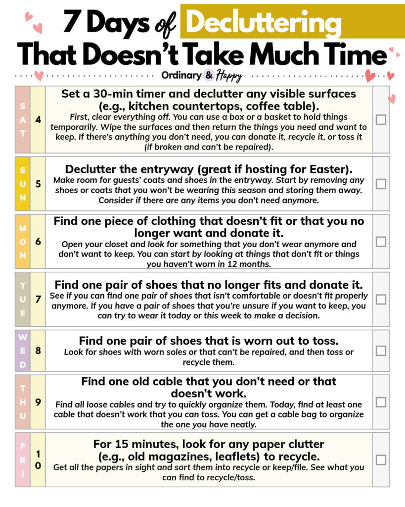 7 days of decluttering 