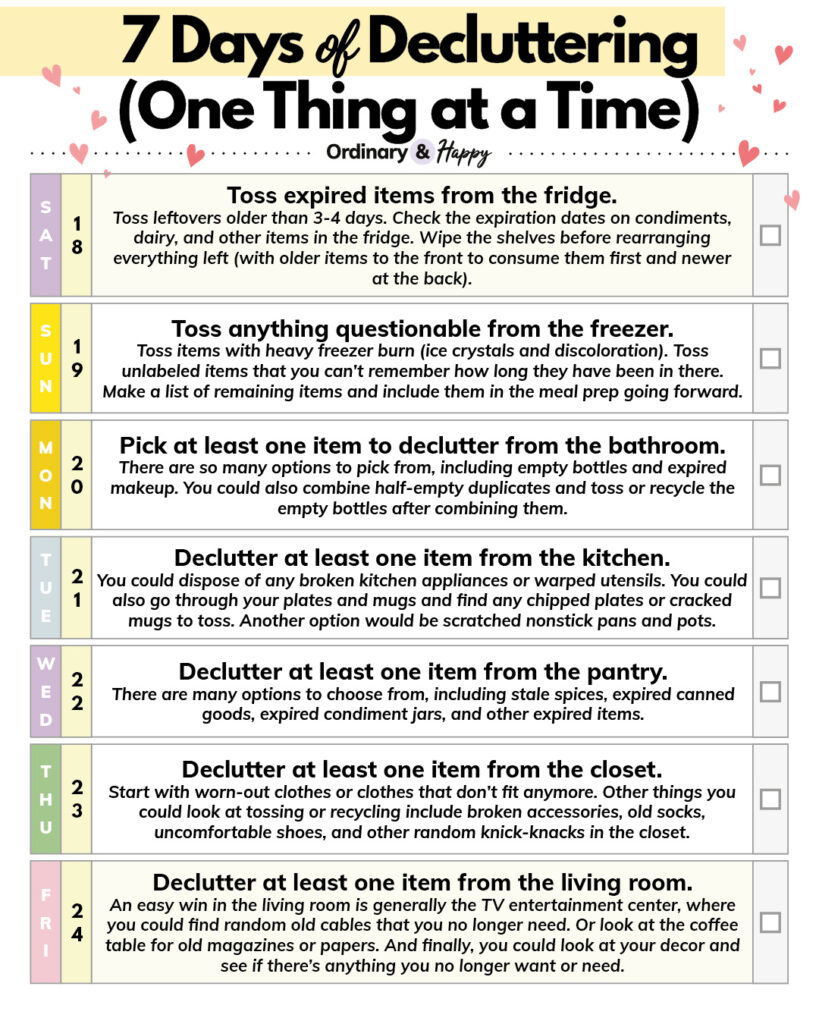 April decluttering ideas for week 3