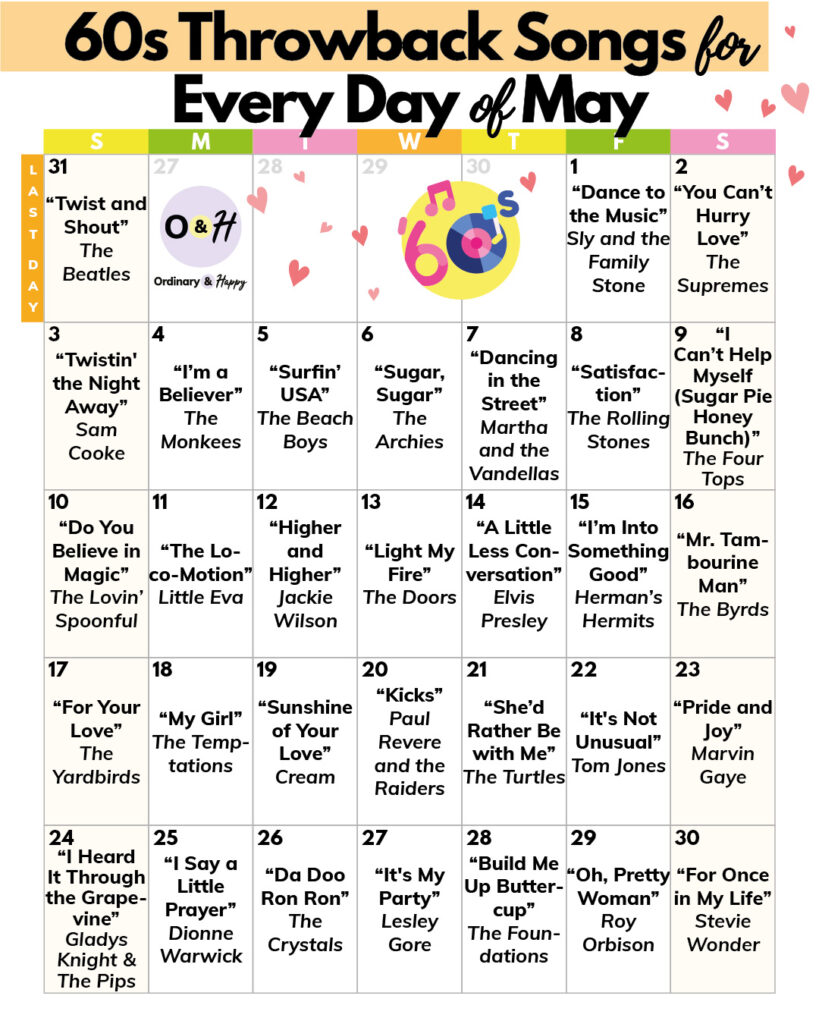 60s Throwback songs for May.