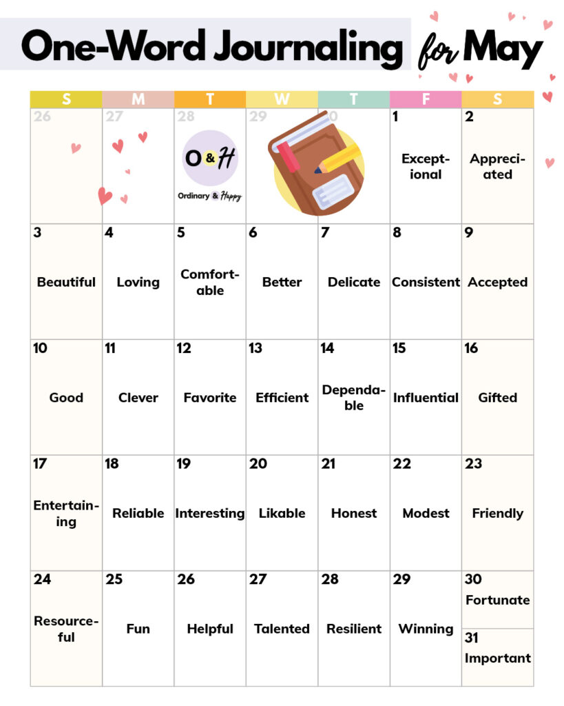 One-word journaling for May.