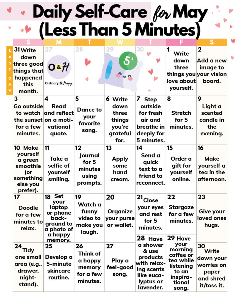 Self-care ideas for May